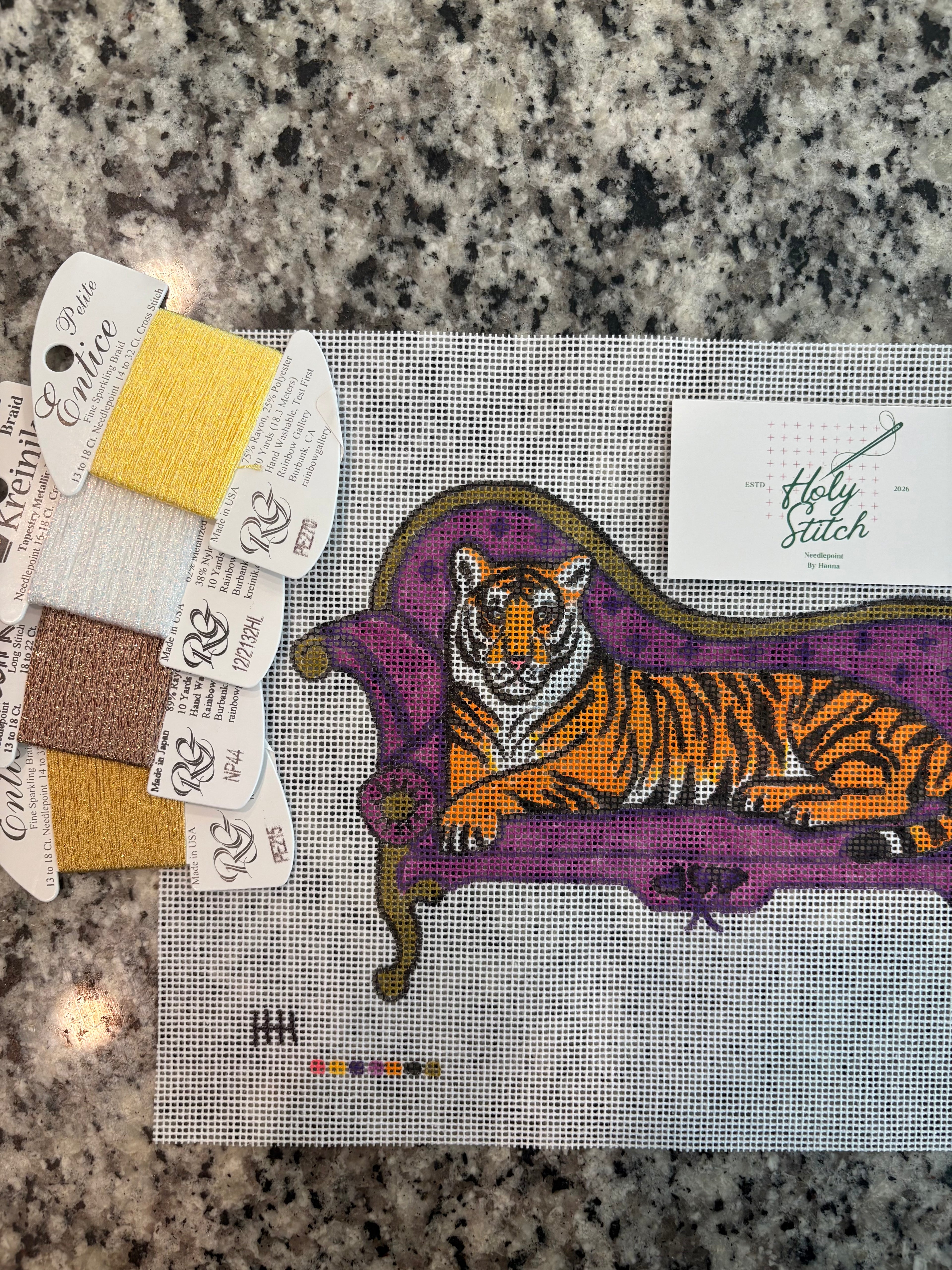 9x10 Tiger Lounge Needlepoint Canvas