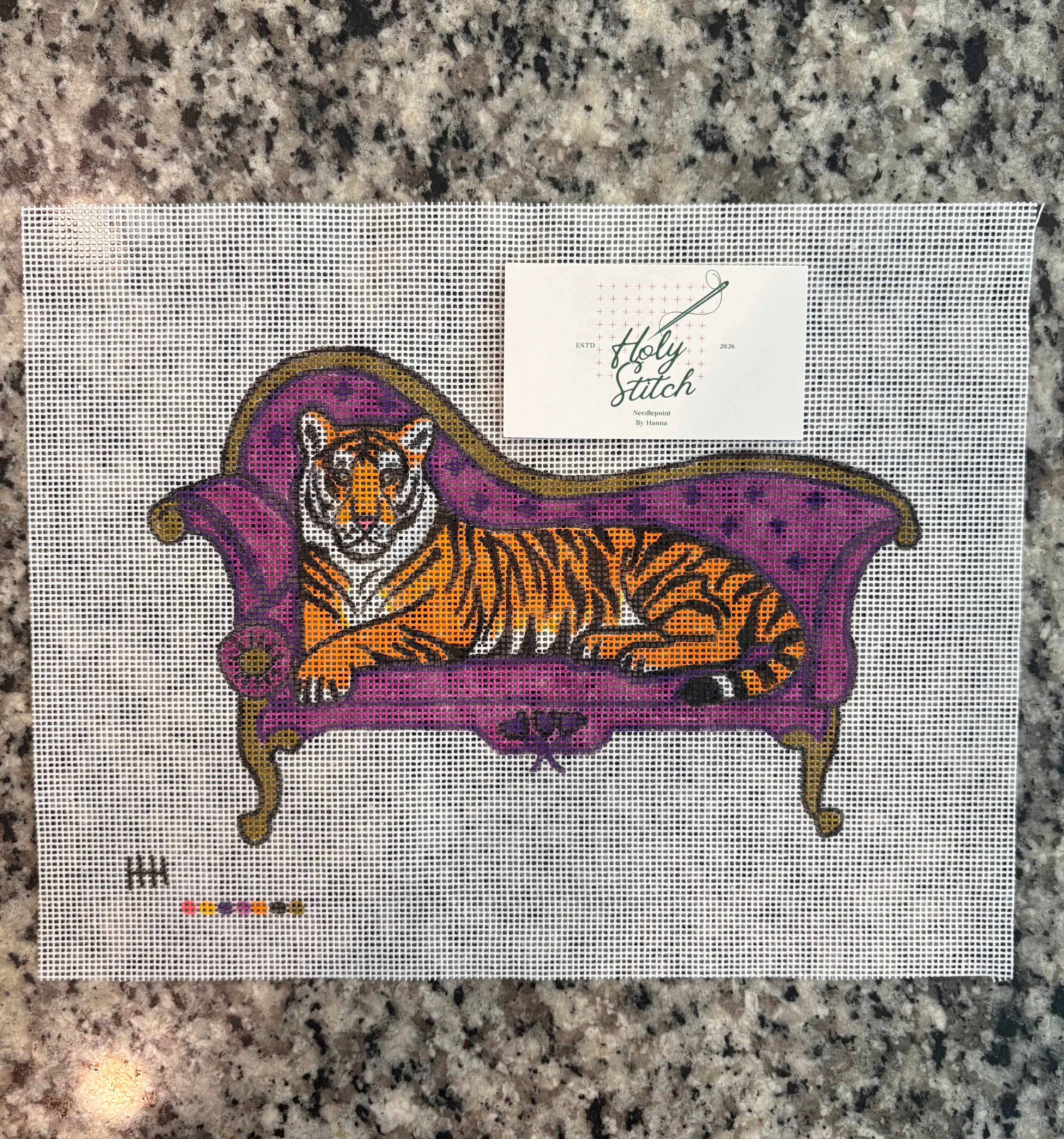 9x10 Tiger Lounge Needlepoint Canvas