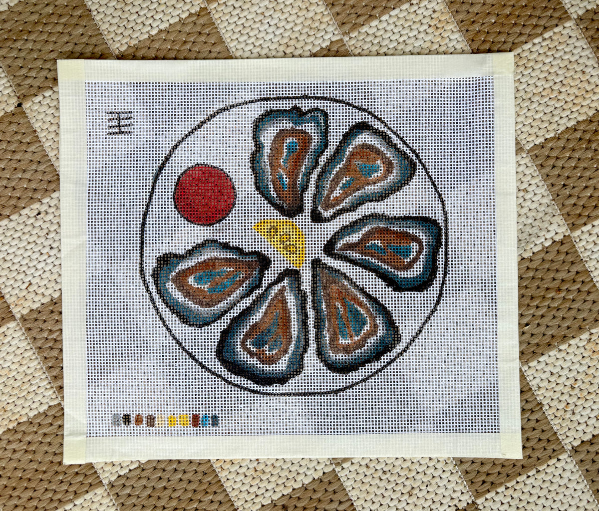10x10 Oysters On Half Shell Needlepoint Canvas